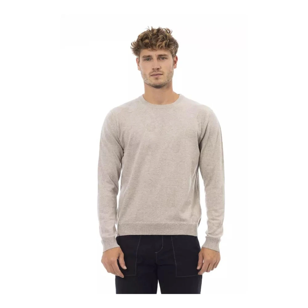 Alpha Studio Beige Crewneck Sweater veelzijdig stijlvol ontwerp Beige Heren