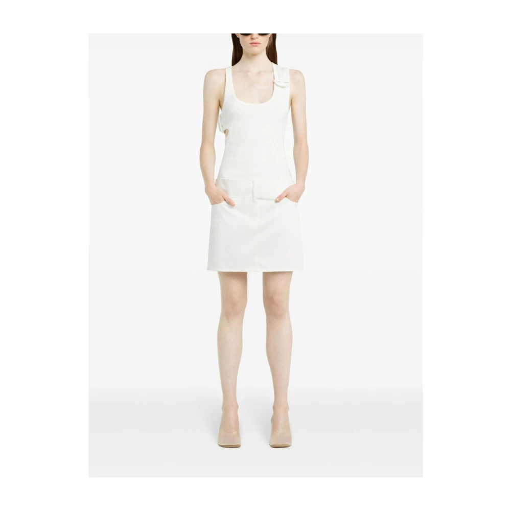 Courrèges Witte Knopen Top met Logopatch White Dames
