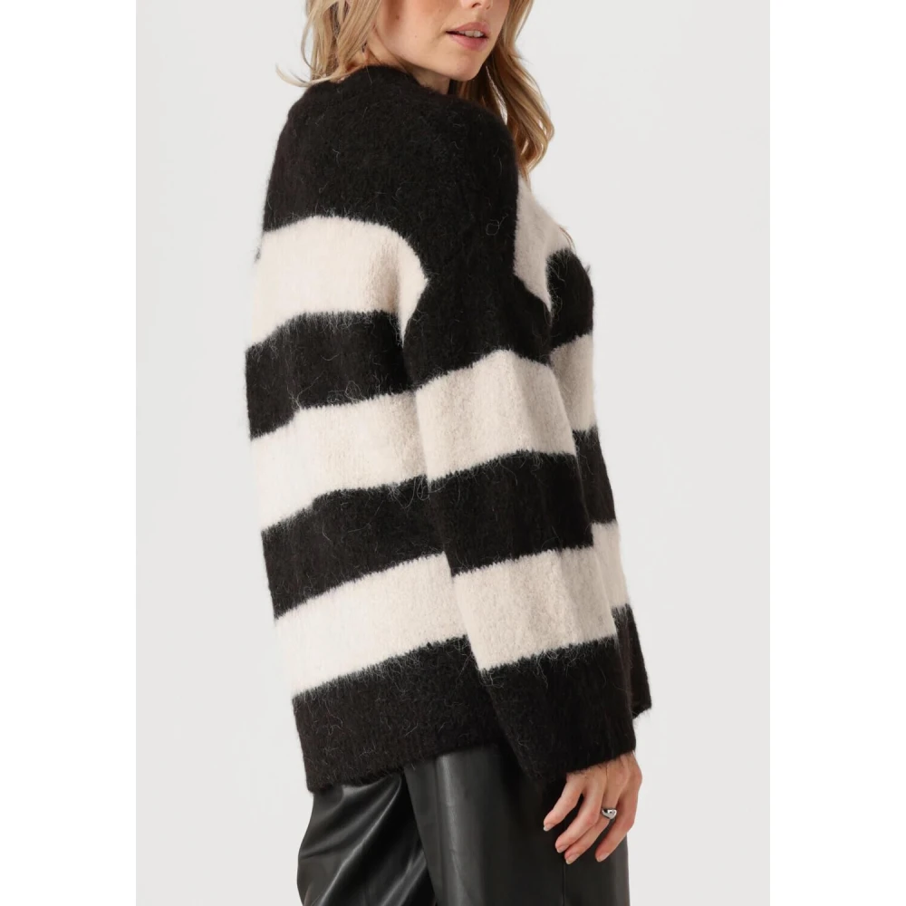 Selected Femme Zwarte Gebreide O-Hals Trui Black Dames