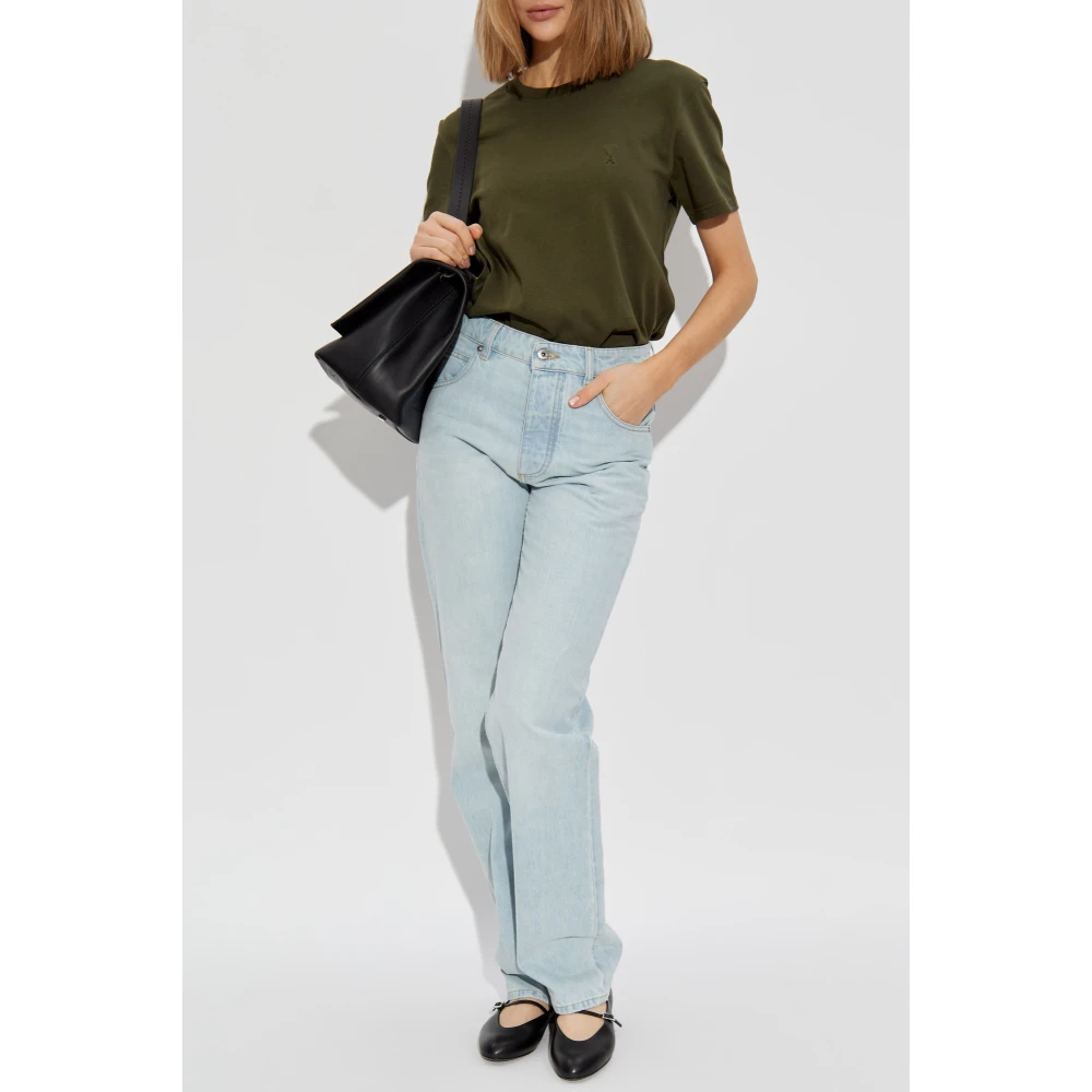 Ami Paris Logo T-Shirt Green Dames