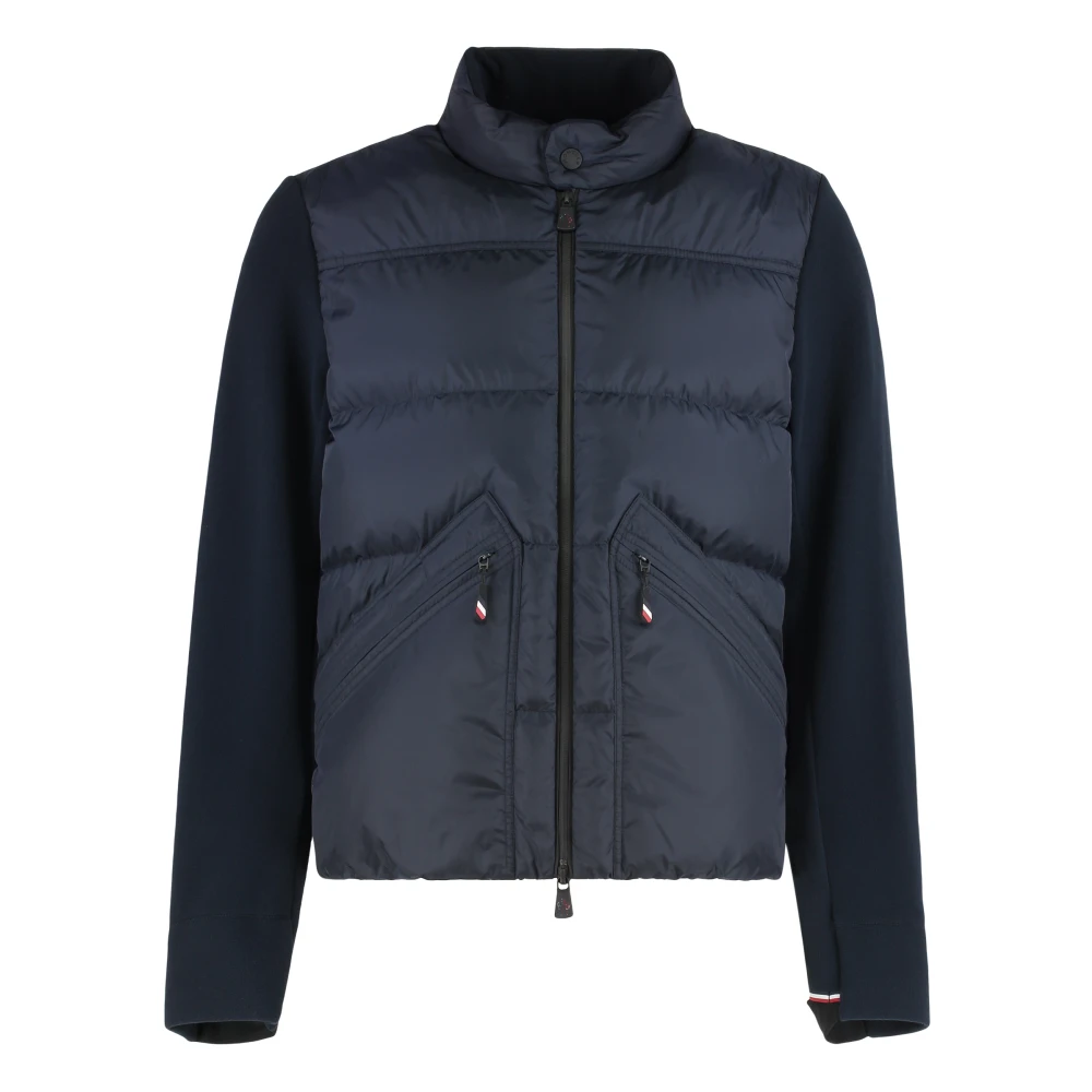 Moncler Blue Down Jackets, Male, Xl, Padded Cardigan With Zip