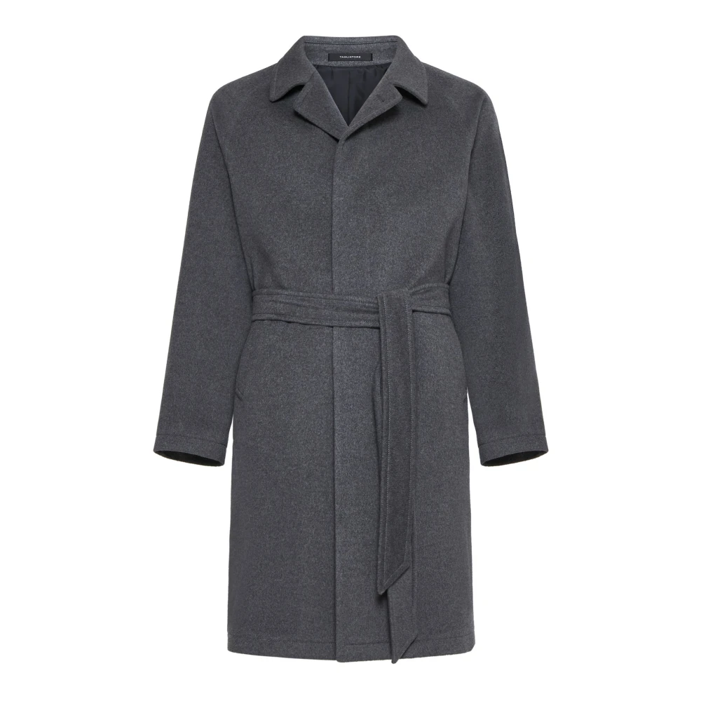 Tagliatore Grijze Cashmere Jas met Riem Gray Heren