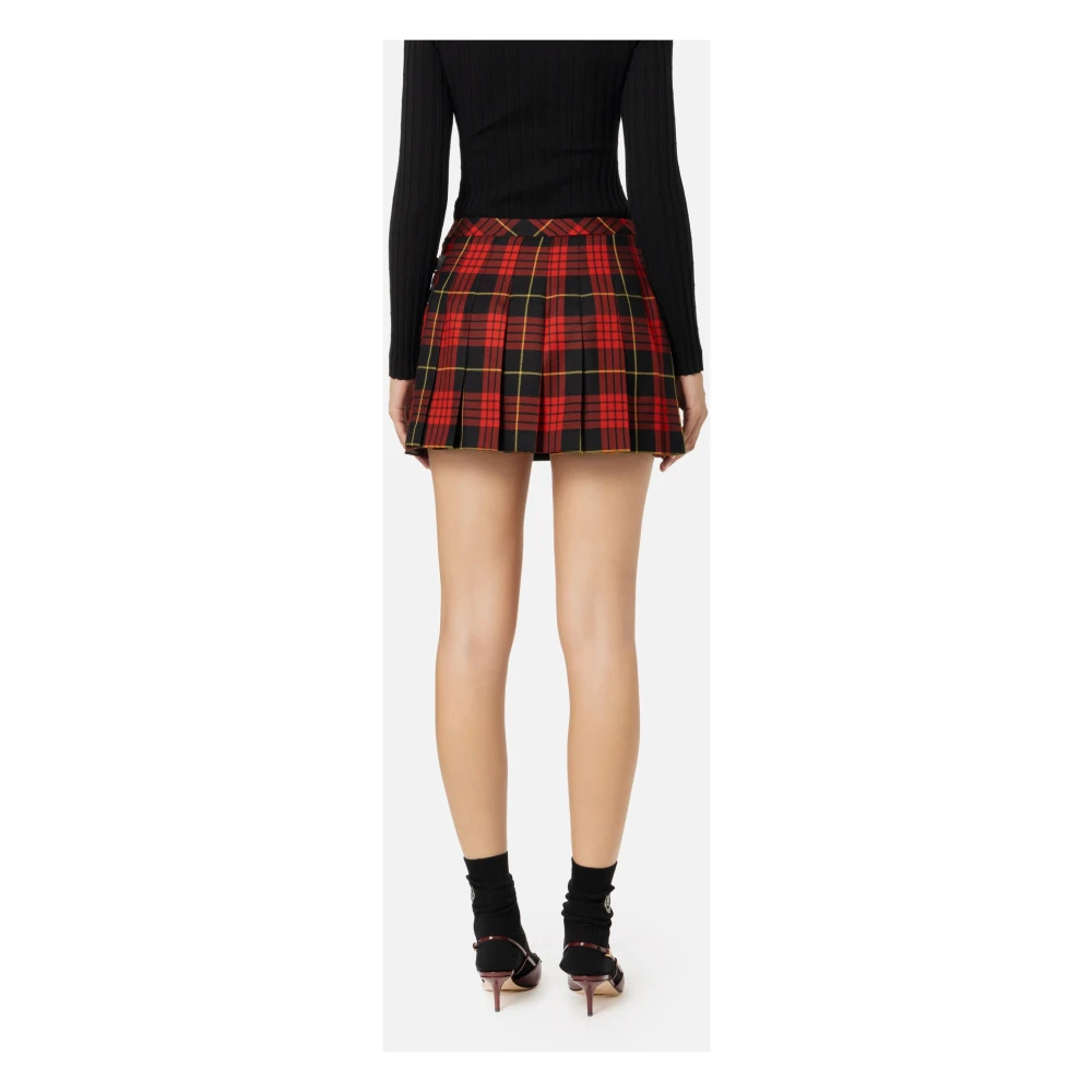 Elisabetta Franchi Geruite wollen geplooide minirok Black Dames