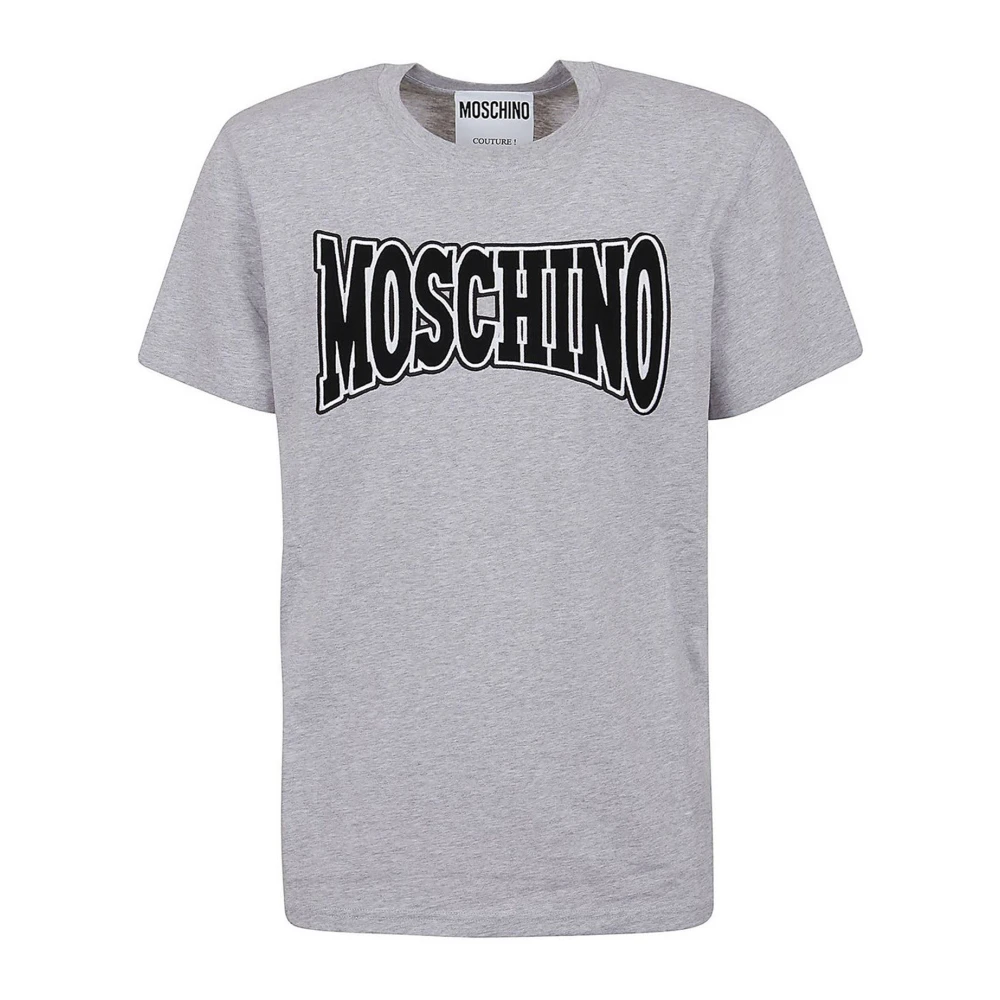 Moschino Grå Broderad Logo T-Shirt Gray, Herr