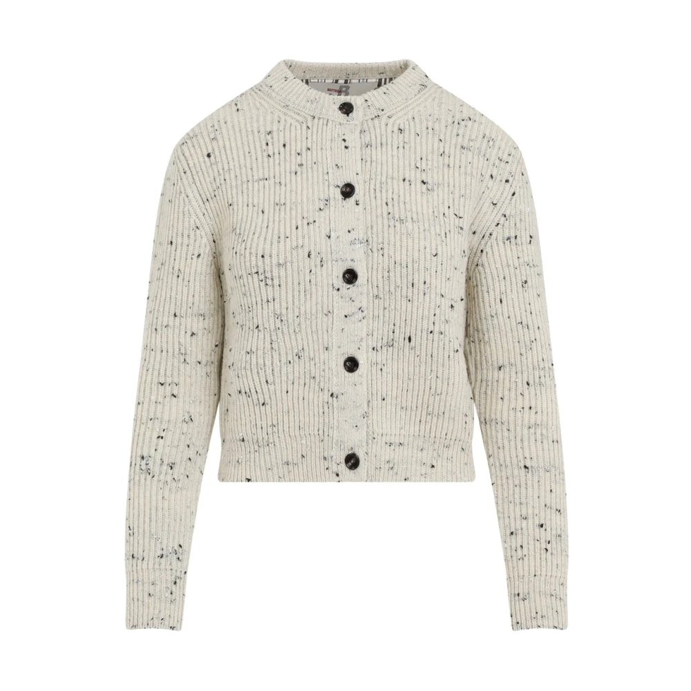 Bottega Veneta Rib Cardigan in Dove Wool Beige Dames