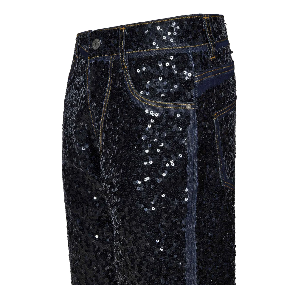 P.a.r.o.s.h. Blauwe Wijde Jeans met Pailletten Blue Dames