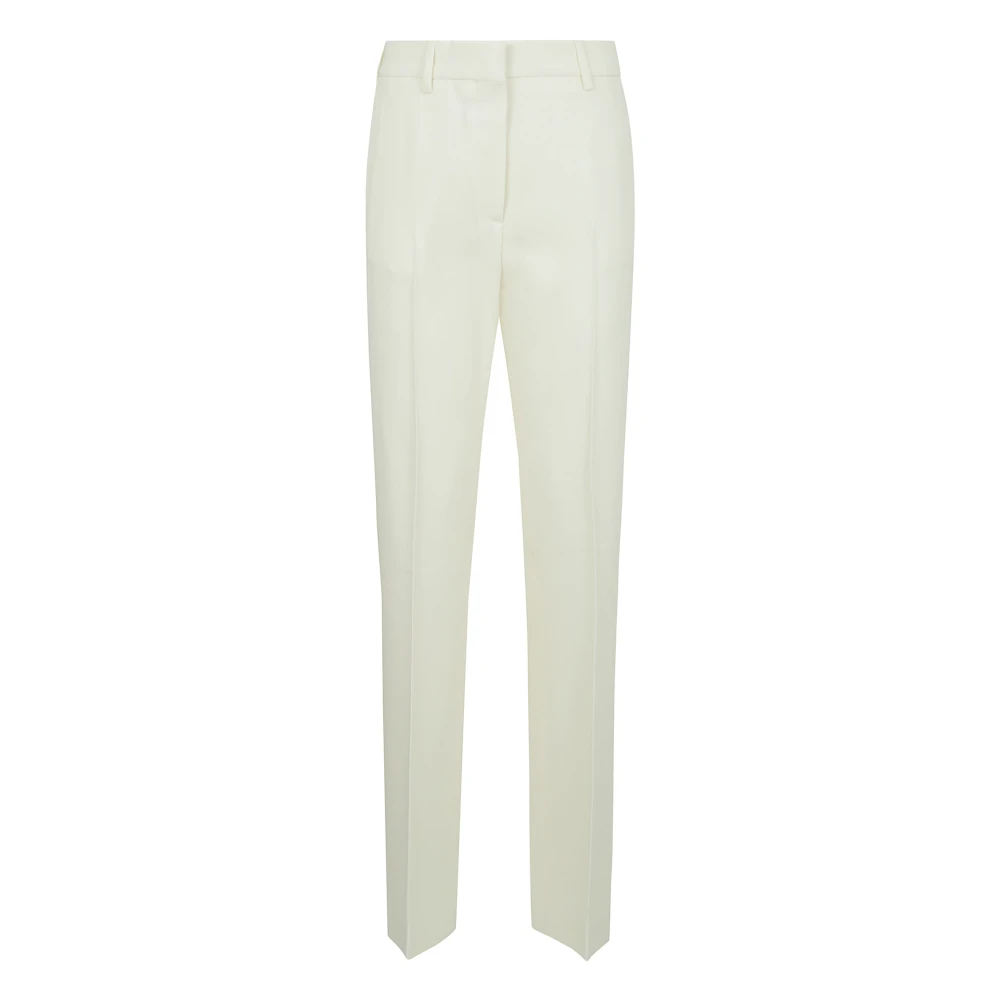 Golden Goose Women's Beige Straight Trousers,, White Wool Tailored Trousers Small