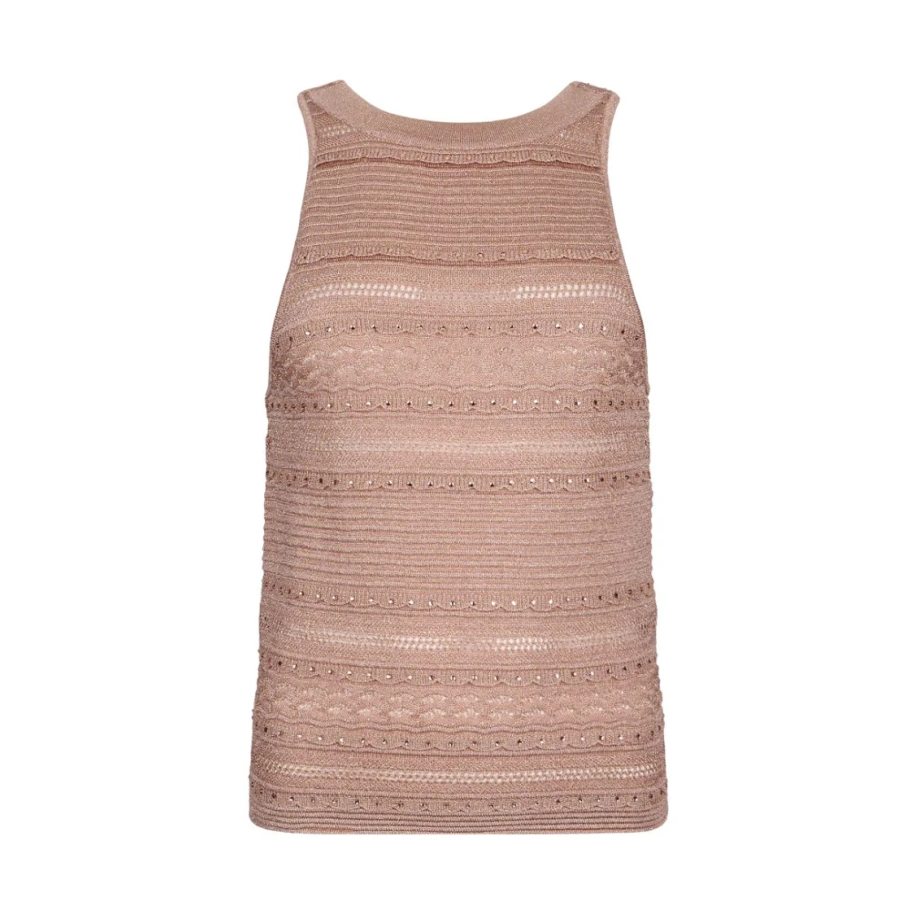 Liu Jo Vrouw Roze Tops Dames, S, Polyester, Openwork Knit Top