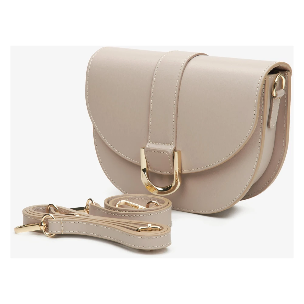 Estro Dames Beige Schoudertas gemaakt van Italiaans Echt Leer Er00114769 Beige Dames