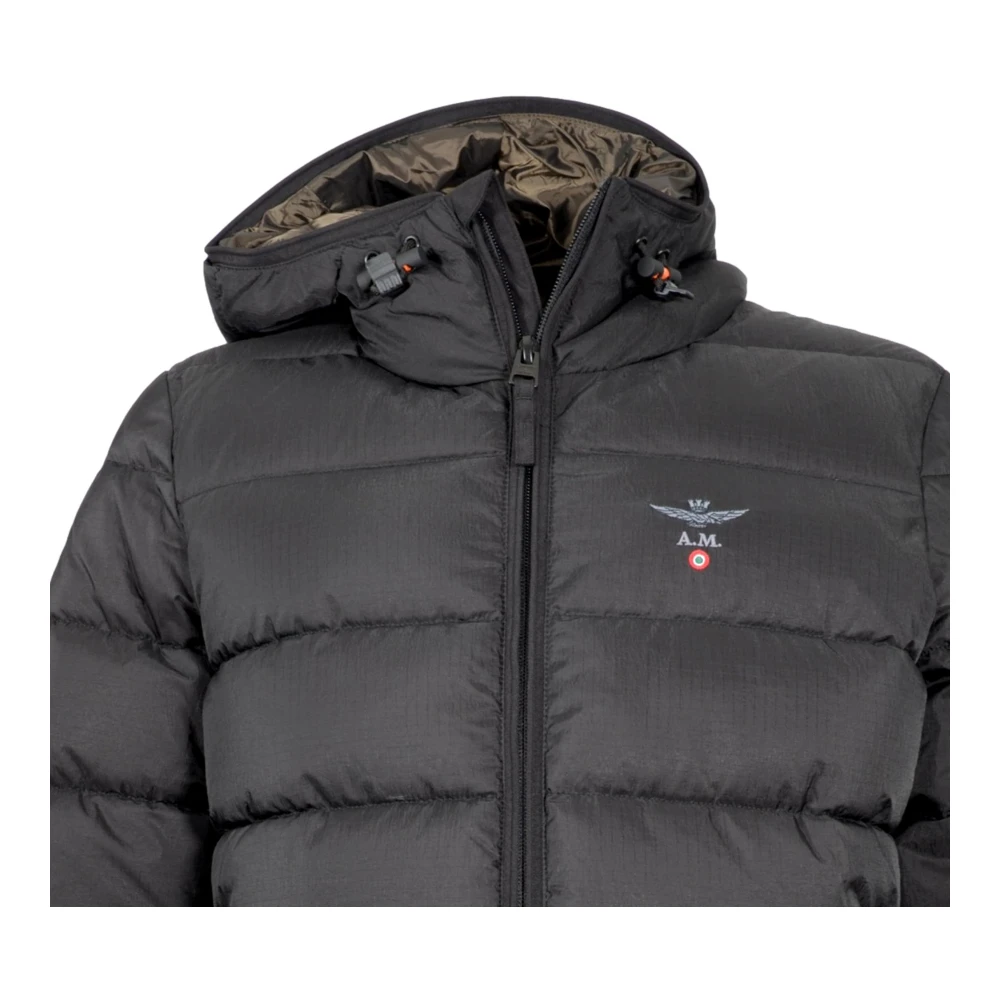 aeronautica militare Gewatteerde Hoodie Zwart Stijlvol Ab2184 Black Heren