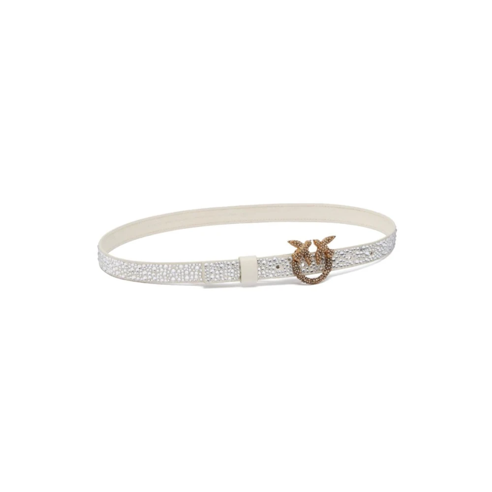 pinko Wit leren Love Birds riem White Dames