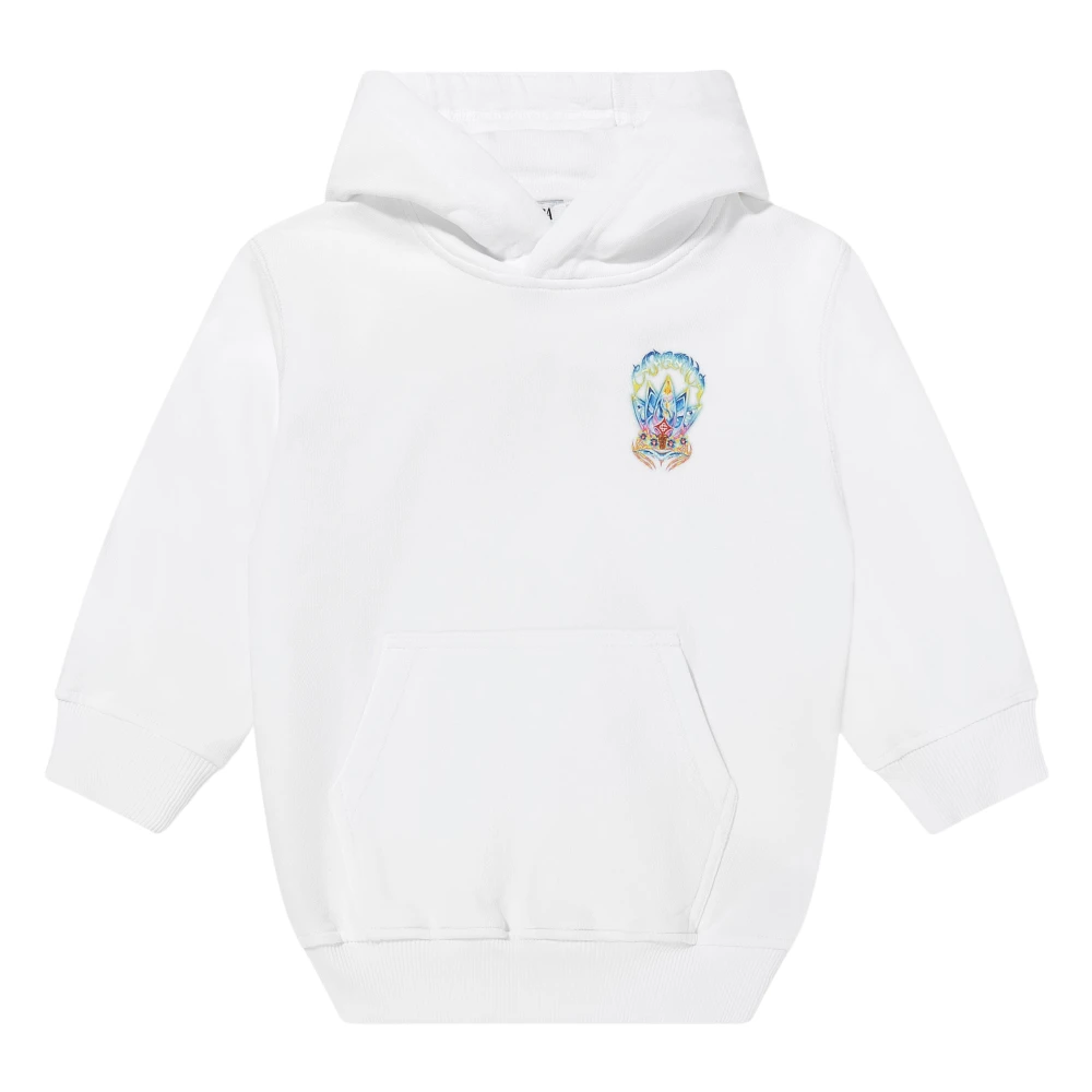 Casablanca Boys White Kids Sweatshirts, 9 Y, Surf Lotus Hoodie