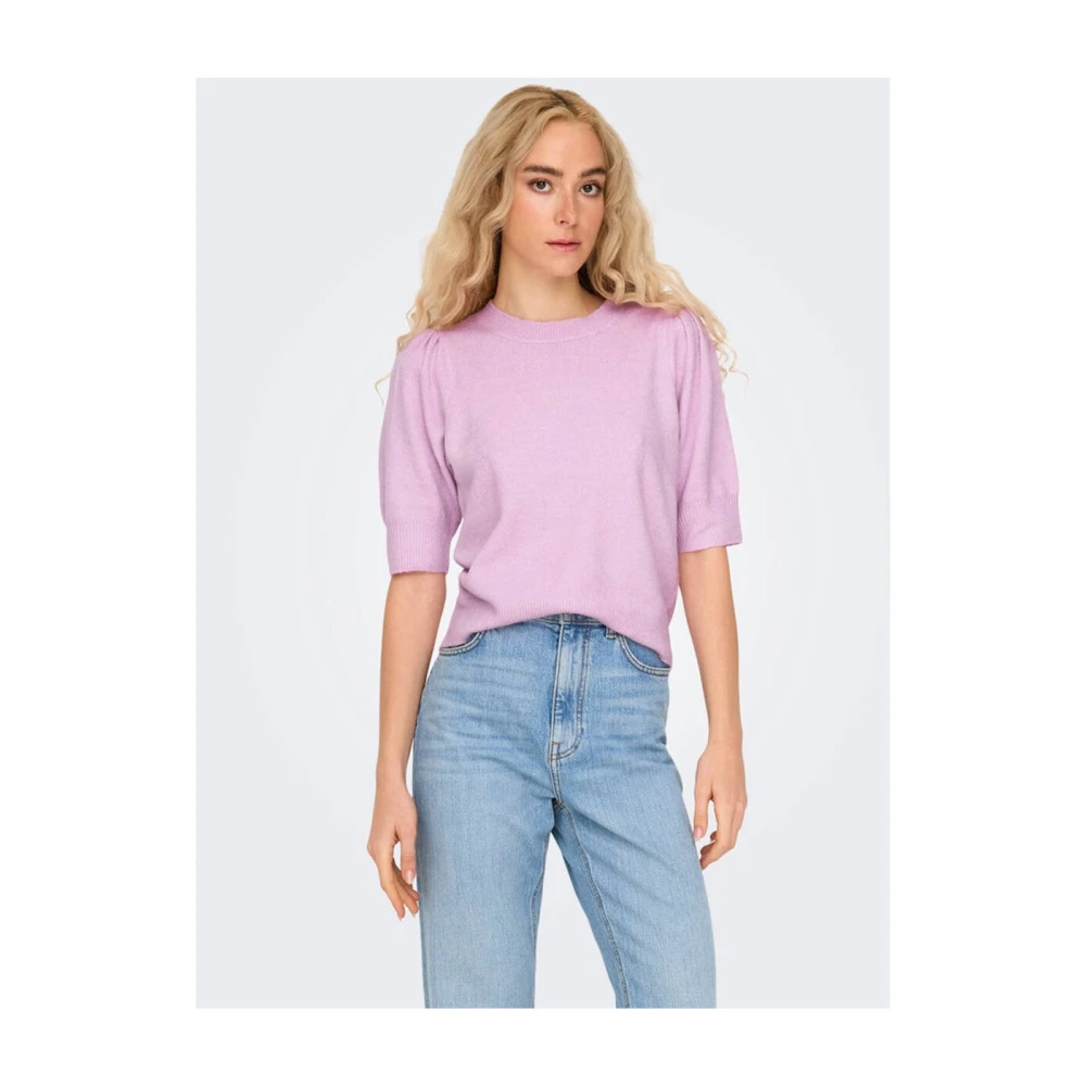 Only Korte Mouw Pullover Gebreide Top Purple Dames