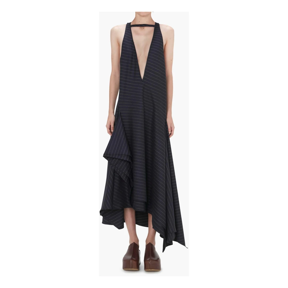JW Anderson Navy V-Hals Gepaneelde Jurk Blue Dames