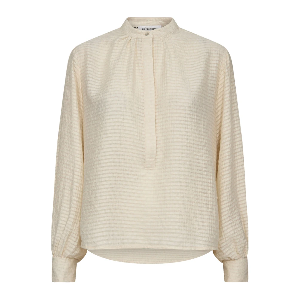 Co'Couture Oversized Witte Blouse met Pofmouwen Beige Dames