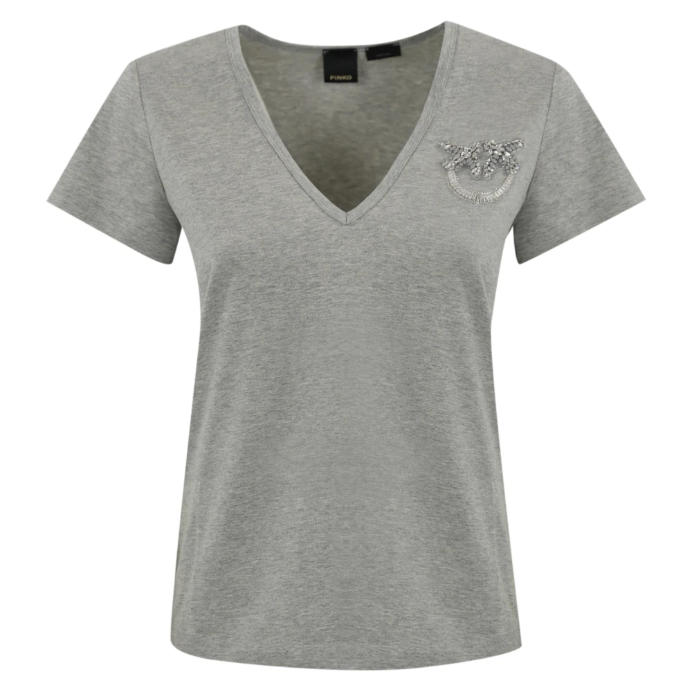 Pinko Grijze Geborduurde Juweel T-shirt Gray Dames