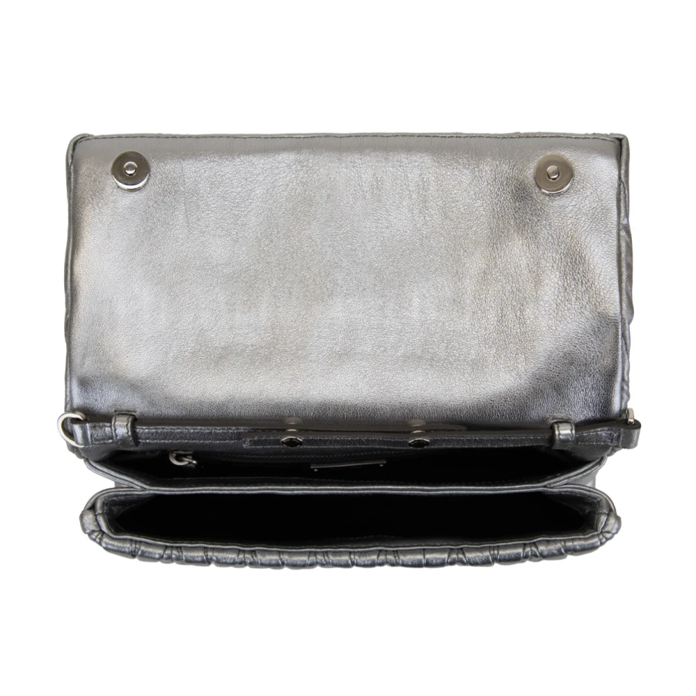 Miu Leren Schoudertas Magnetische Knoop Gray Dames