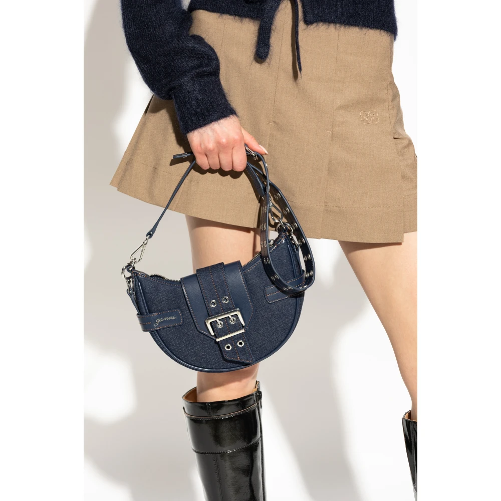 Ganni Denim schoudertas Blue Dames