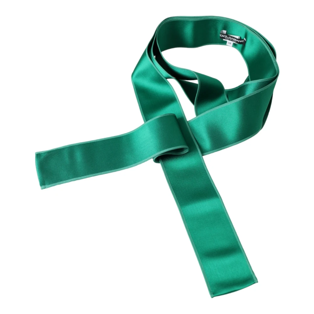Dolce & Gabbana Women's Green Silk Satin Waist Belt - Belts - 2XS - Accessories