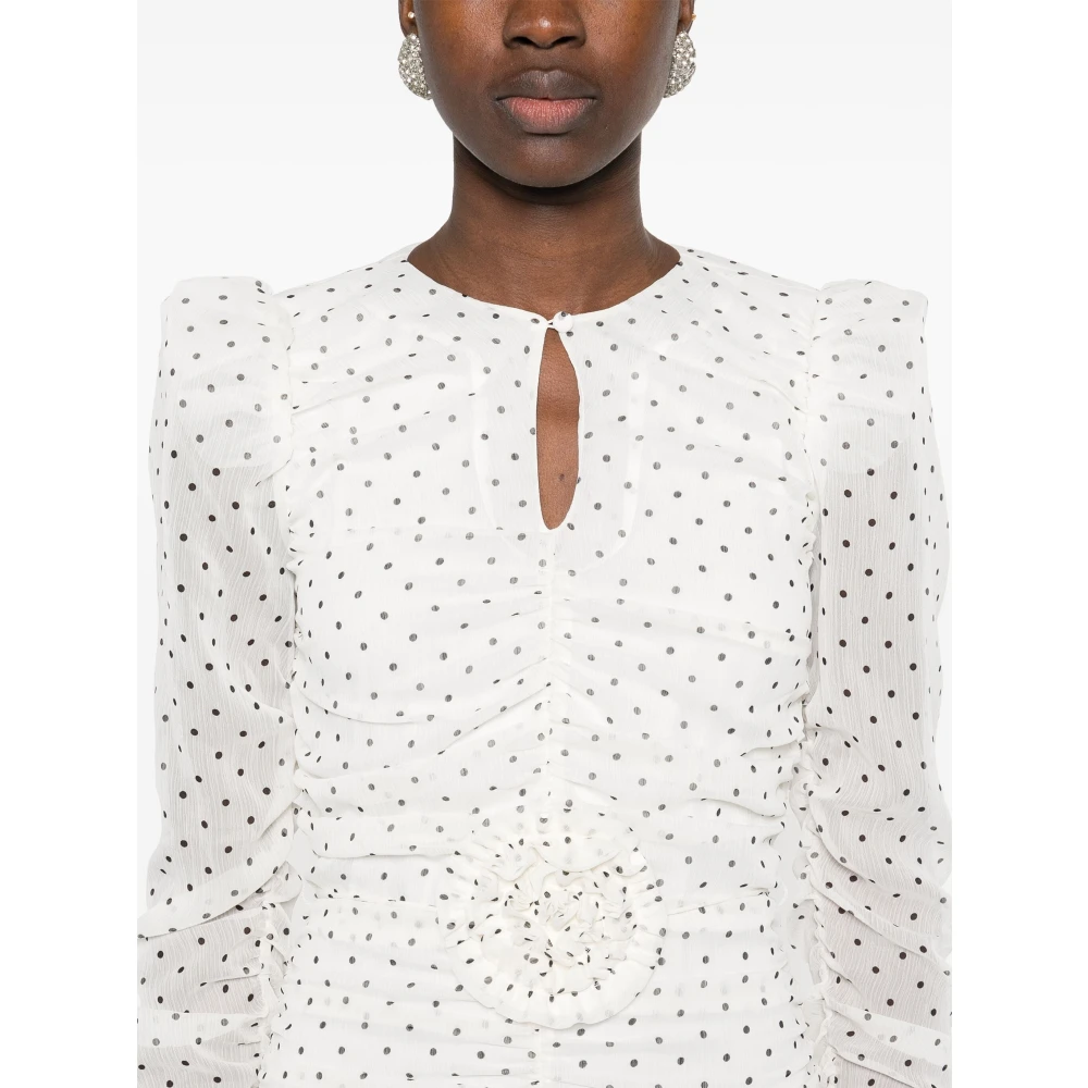Rotate Birger Christensen Witte Jurk met Geplooide Corsage White Dames