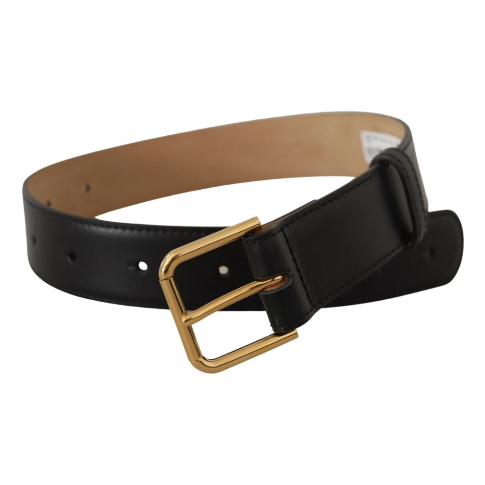 Dolce & Gabbana Zwart Leren Goudkleurige Taille Riem Black Dames