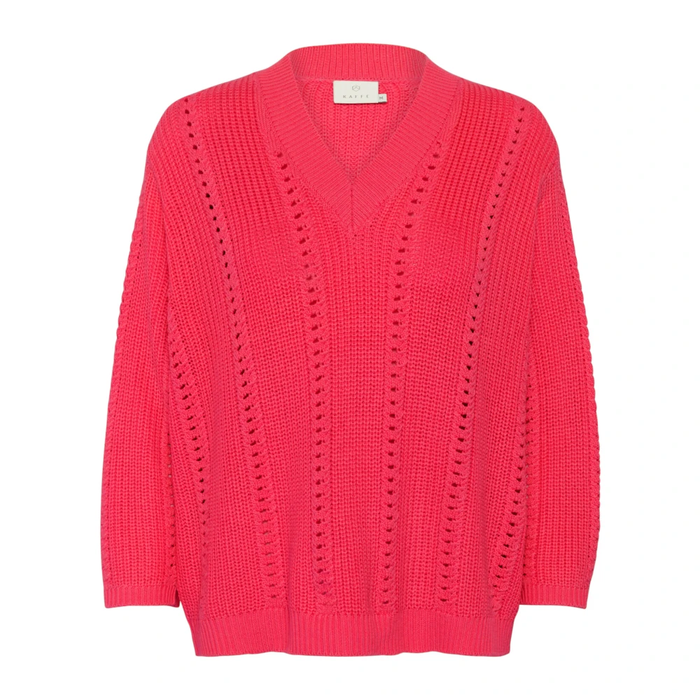 Kaffe Framboos Gebreide Trui met Korte Mouwen Pink Dames