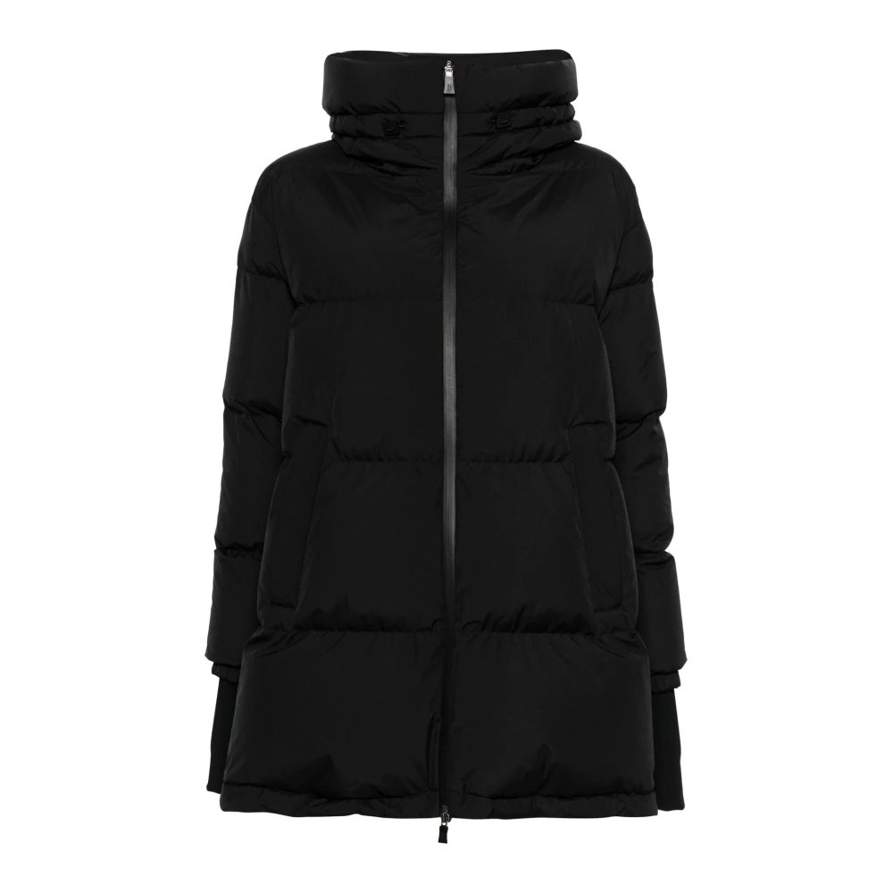 Herno Women's Black Winter Jackets, M, Windproof Down Jacket Hooded Funnel Neck