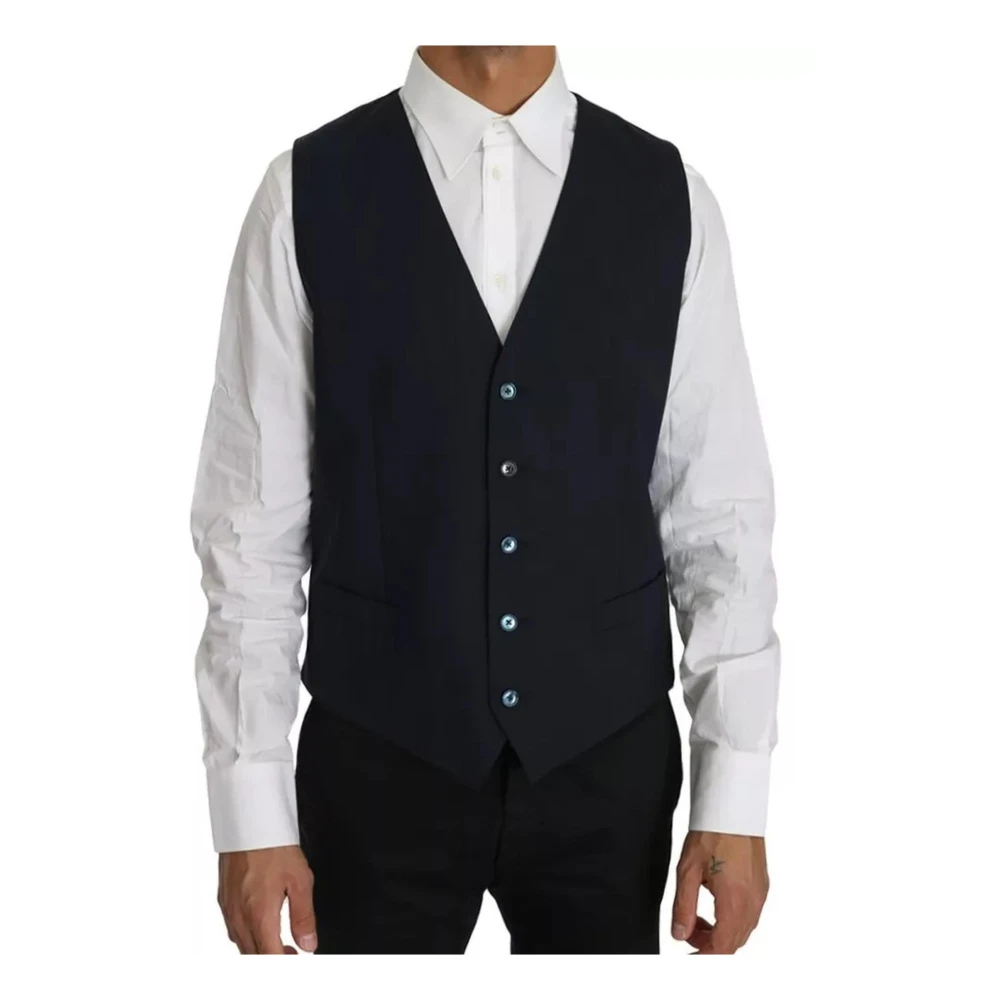 Dolce & Gabbana Blauwe Slim Fit Blazer met Vest Blue Heren