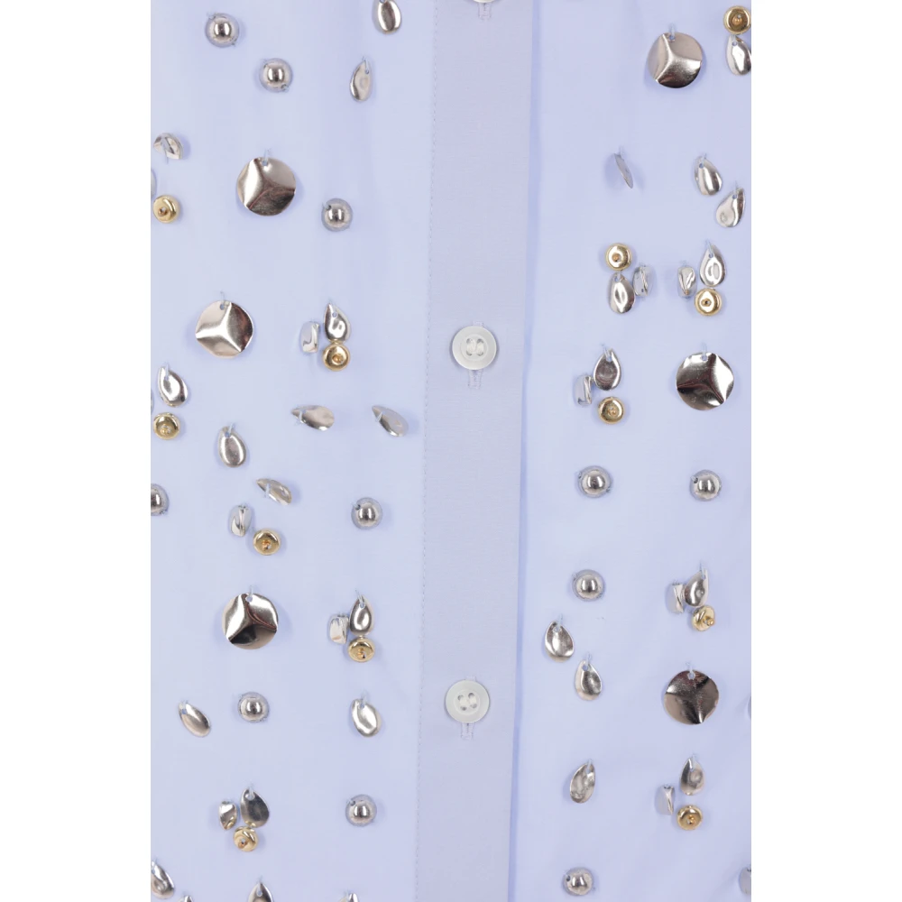 Dries Van Noten Blauwe Katoenen Rok met Applicaties Blue Dames