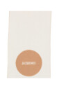 echarpe-beige-a-motif-logo-a-franges