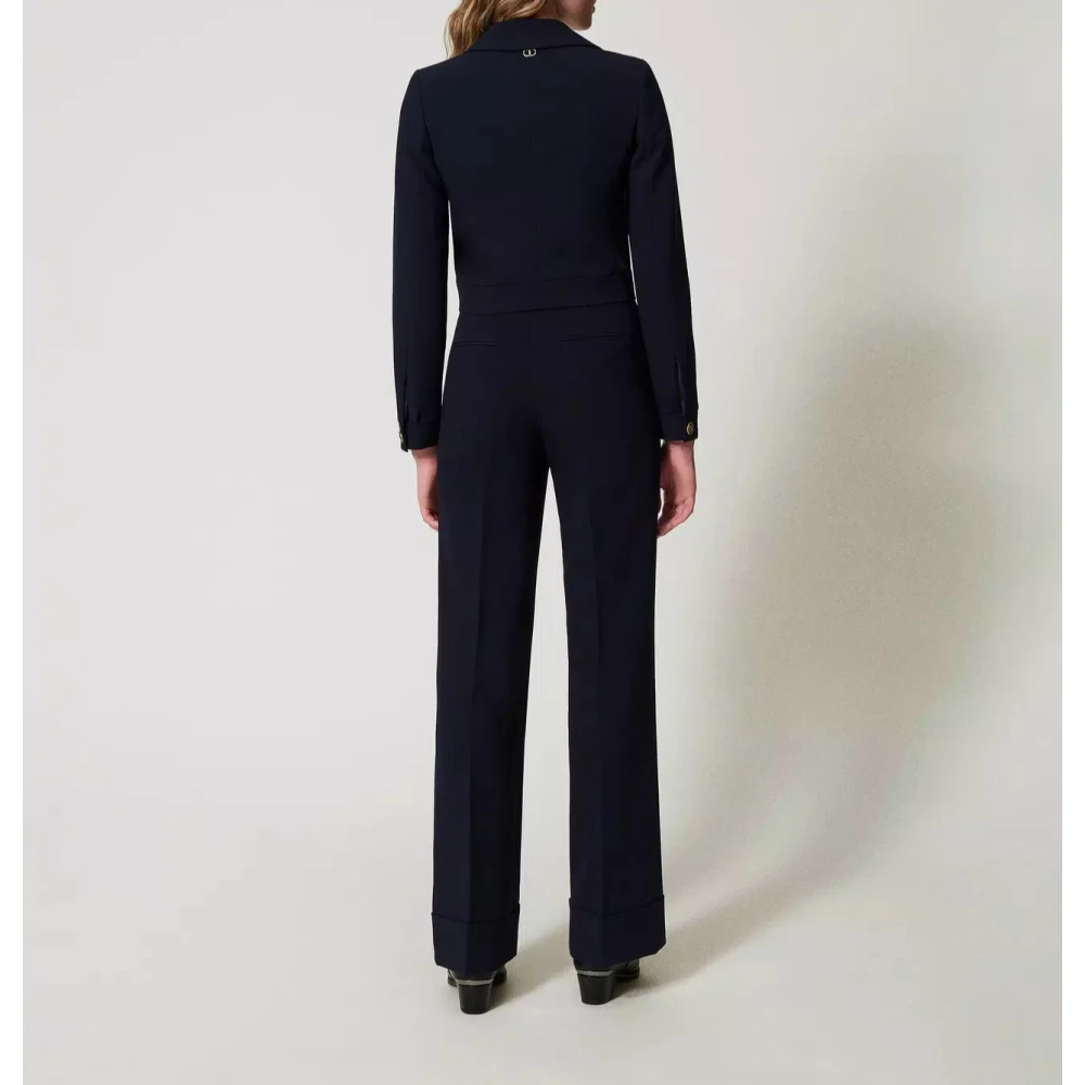 Twinset Hoge taille crepe broek Black Dames