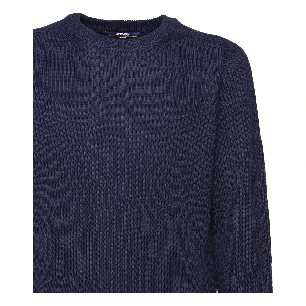 K-way Blauwe wollen trui met ronde kraag Blue Heren