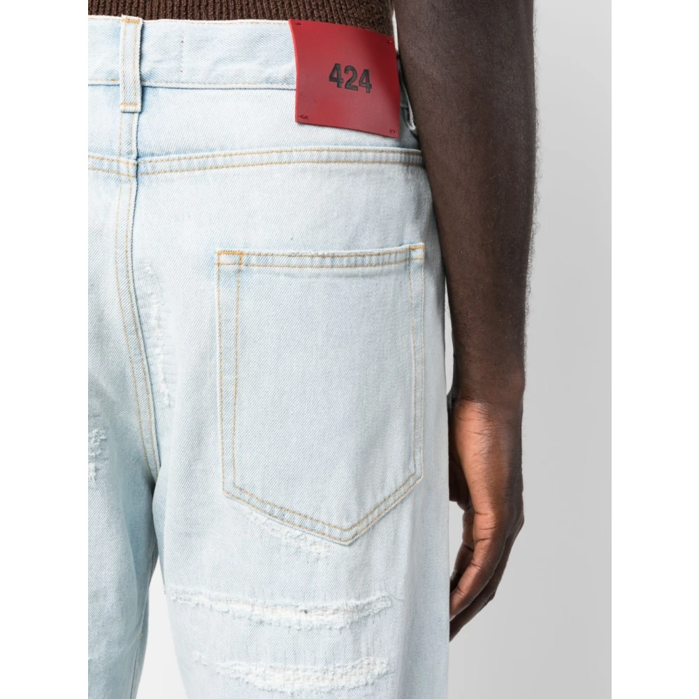 424 Heldere Blauwe Distressed Straight-Leg Jeans Blue Heren