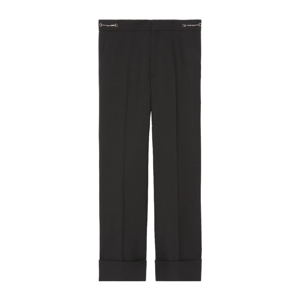 Gucci Women's Black Wool Straight Leg Trousers