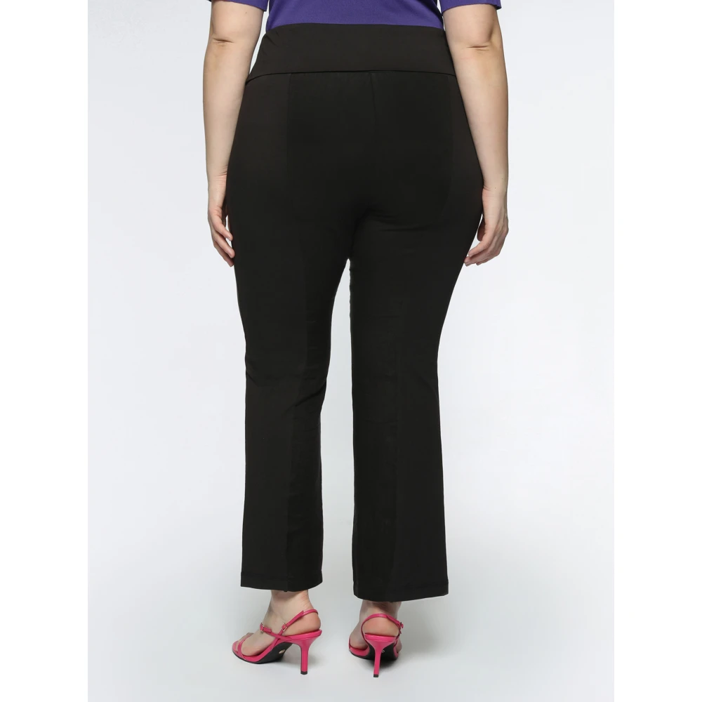 Fiorella Rubino Linnen Broek met Jersey Tailleband Black Dames