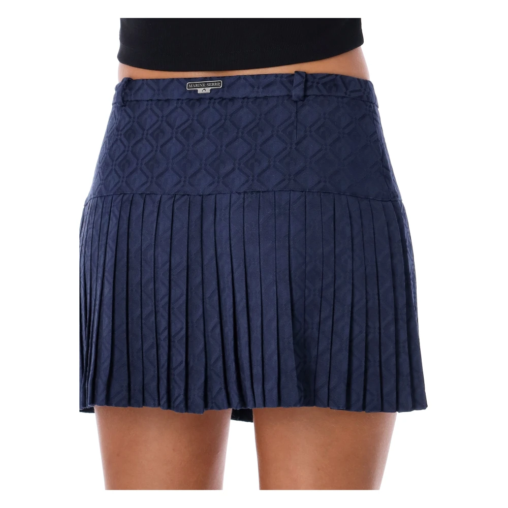 Marine Serre Blauwe Diamant Jacquard Mini Rok Blue Dames