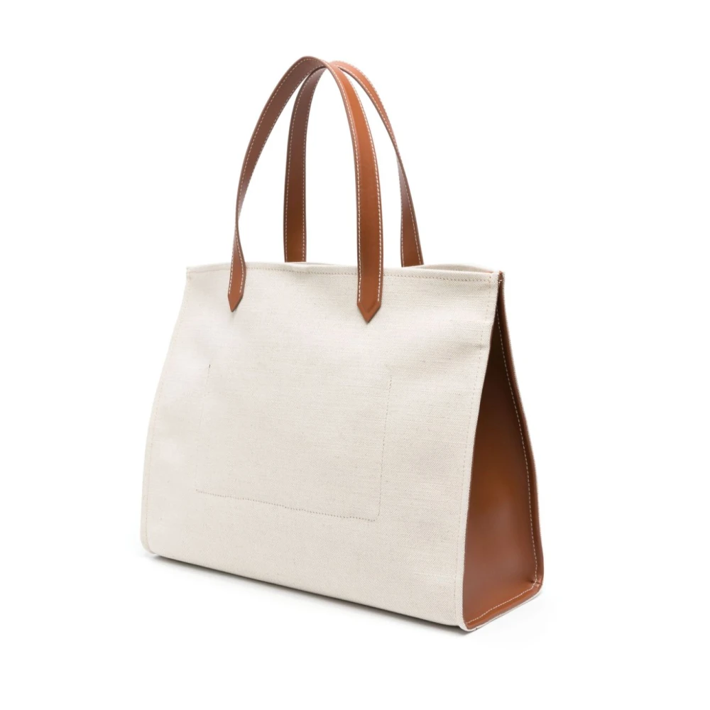 Balmain Bruin Leren Tote Tas met Logo Brown Dames