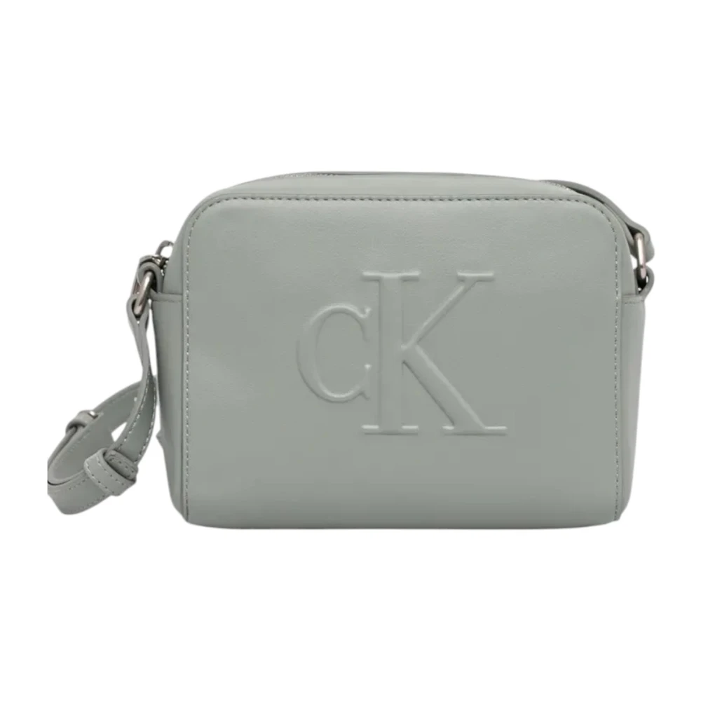 Calvin Klein Jeans Grijze Polyurethaan Rits Tas met Zakken Gray Dames