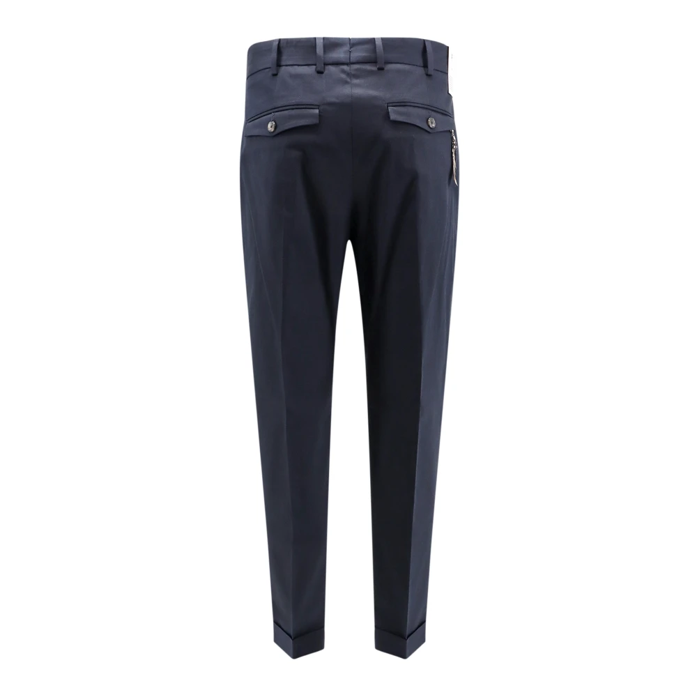 PT Torino Broek met veren detail van katoen en linnen Blue Heren