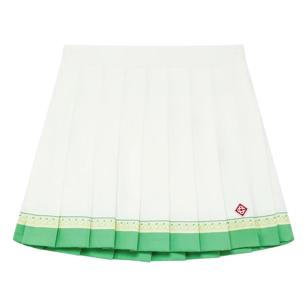 Casablanca Girls White Kids Skirts, 5 Y, Printed Pleated Skirt