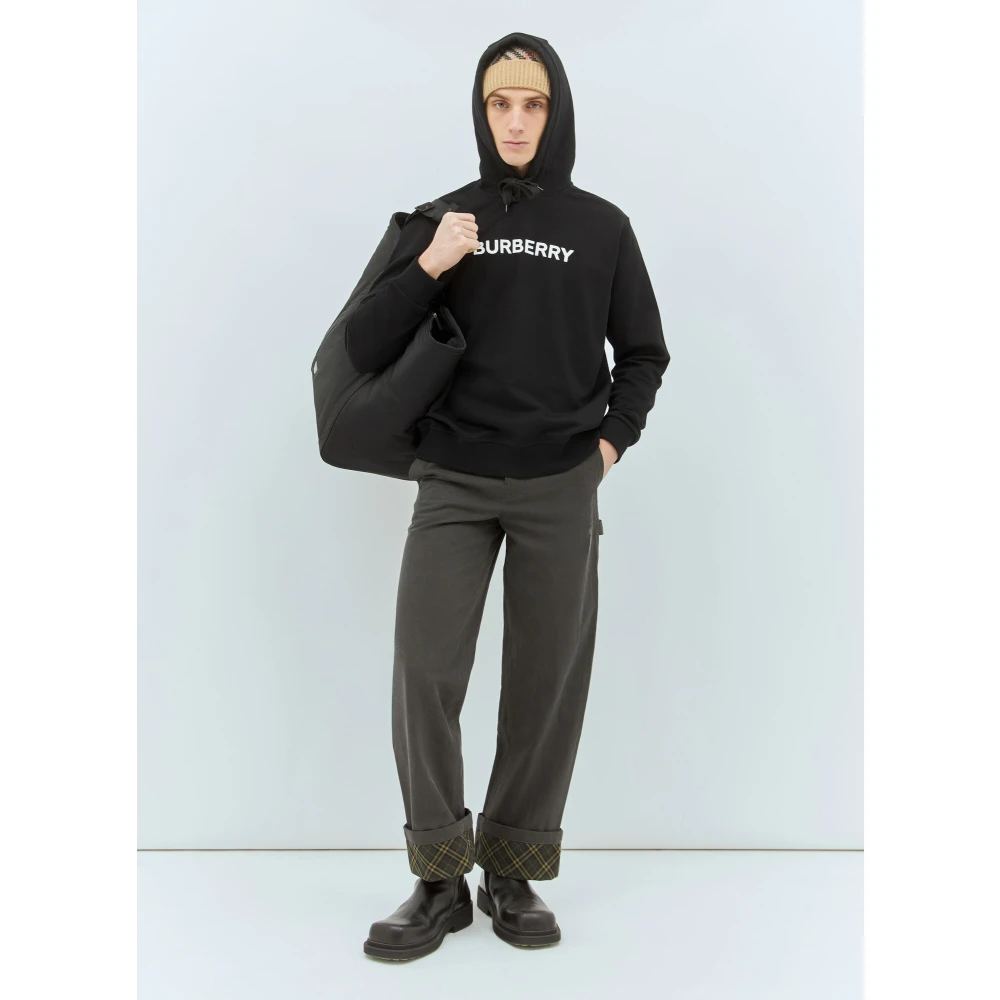 Burberry Logo Applique Hoodie Black Heren