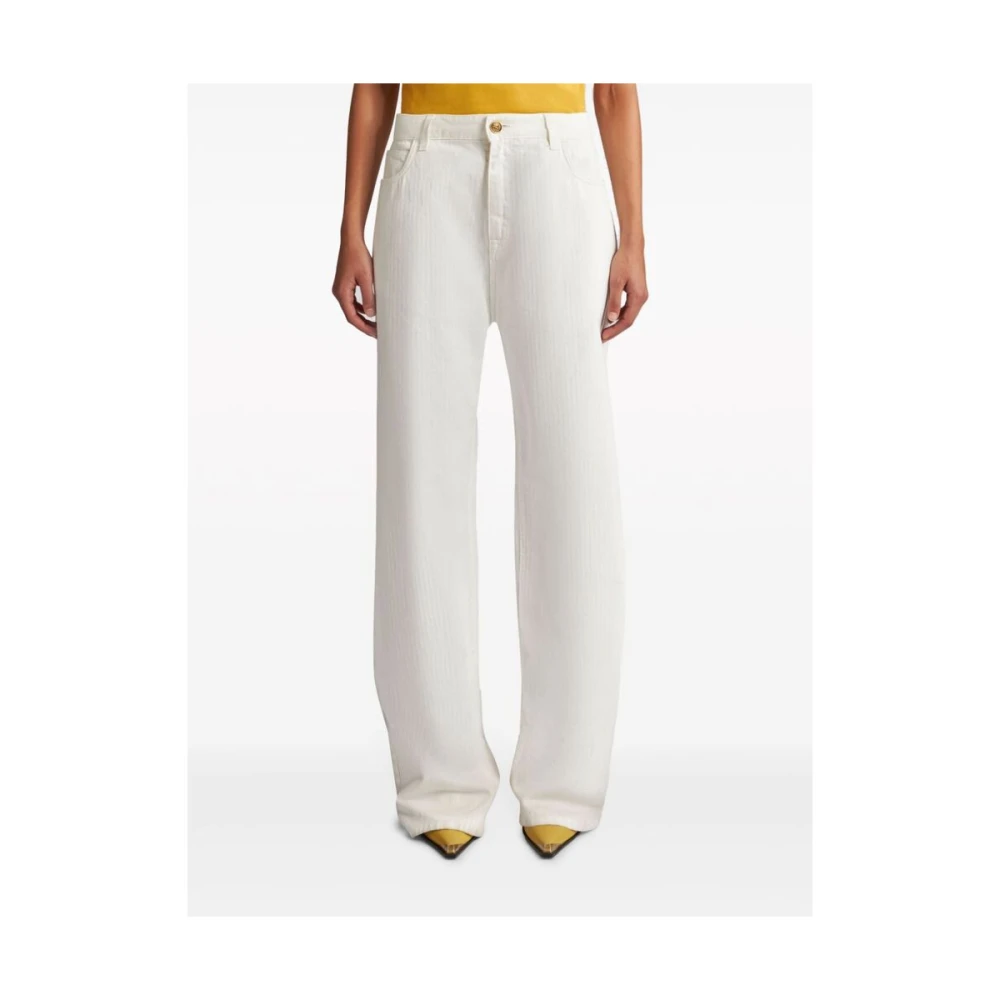 ETRO Witte Chevron Print Jeans met Pegaso Motief White Dames