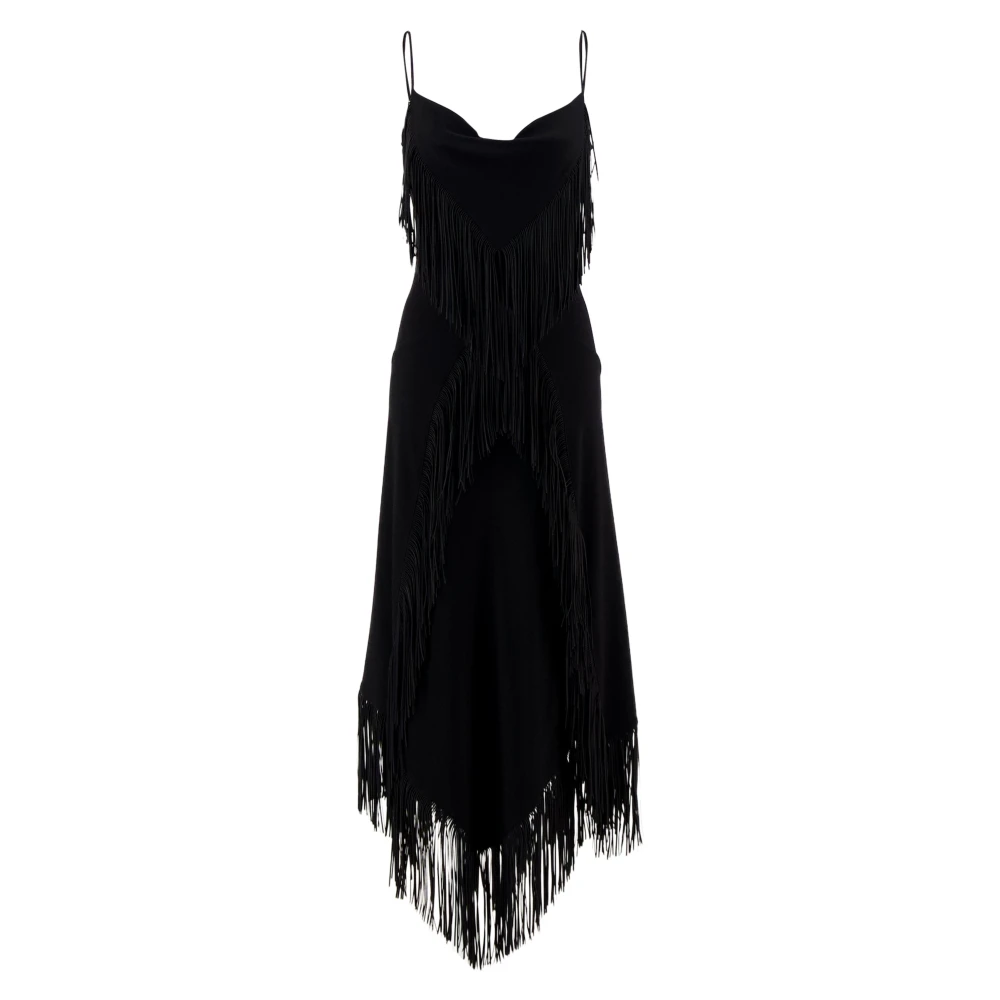 Paco Rabanne Fringe Lange Jurk Lente-Zomer 2025 Black Dames
