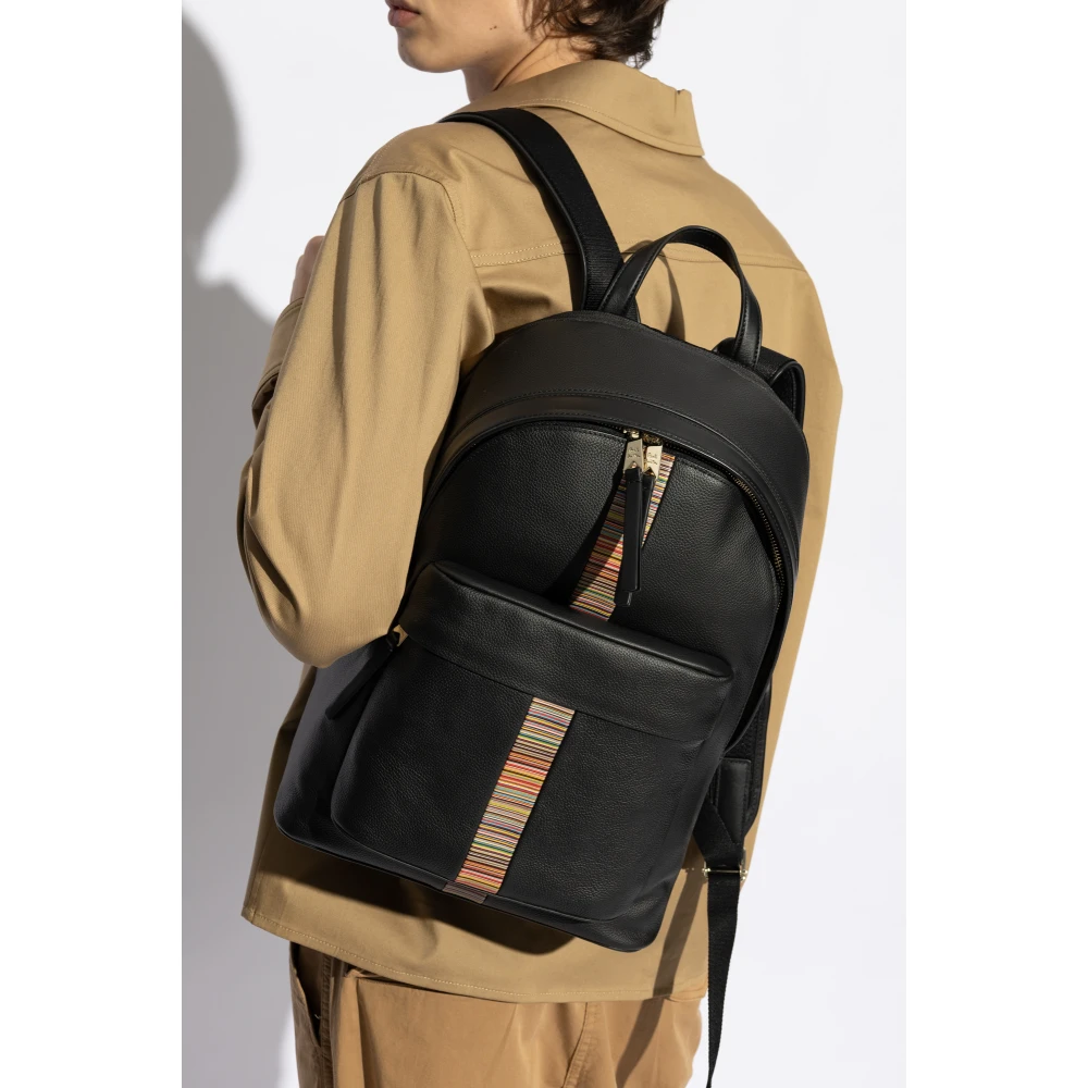 Paul Smith Leren rugzak Black Heren