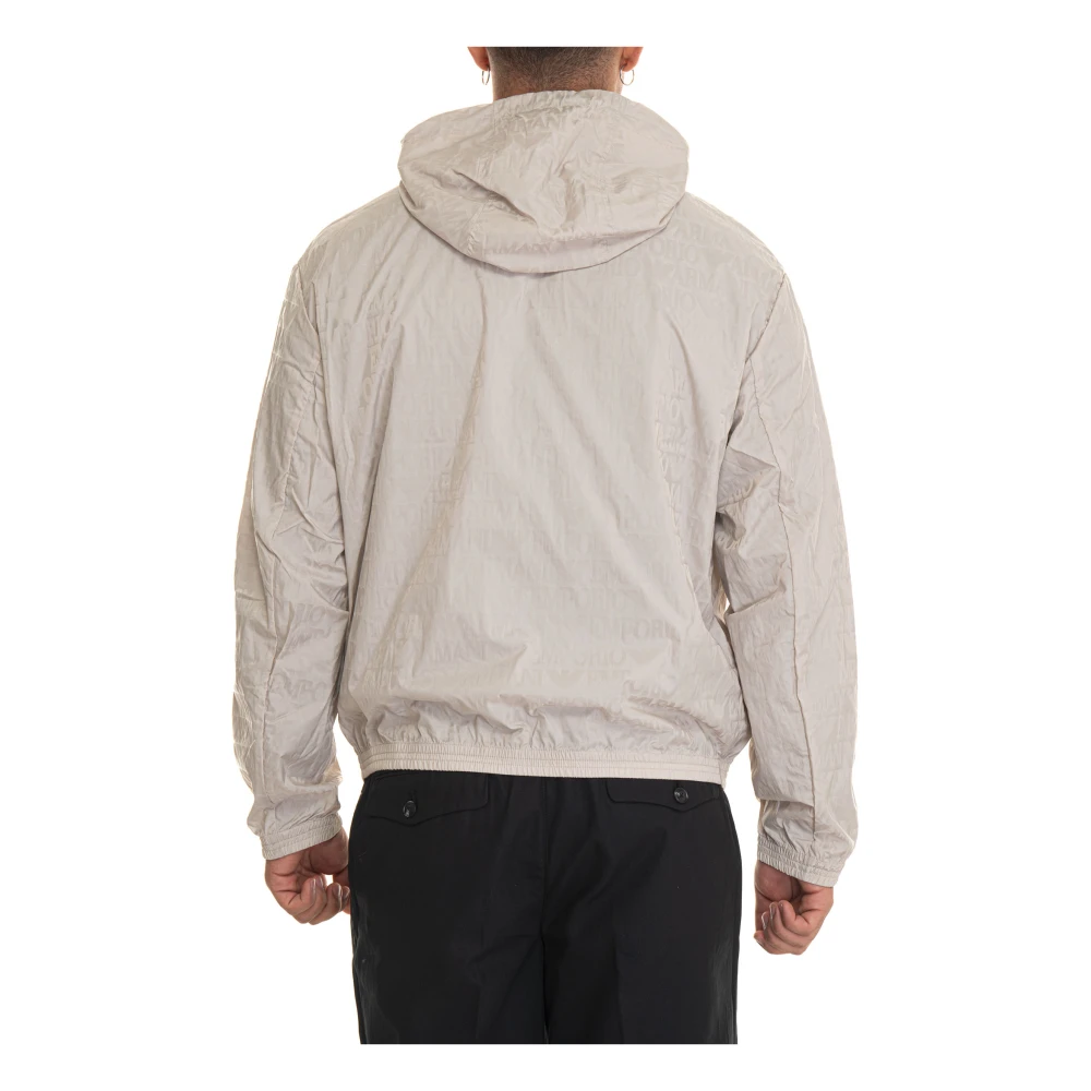 Emporio Armani Logo Winddichte Jas met Capuchon Gray Heren