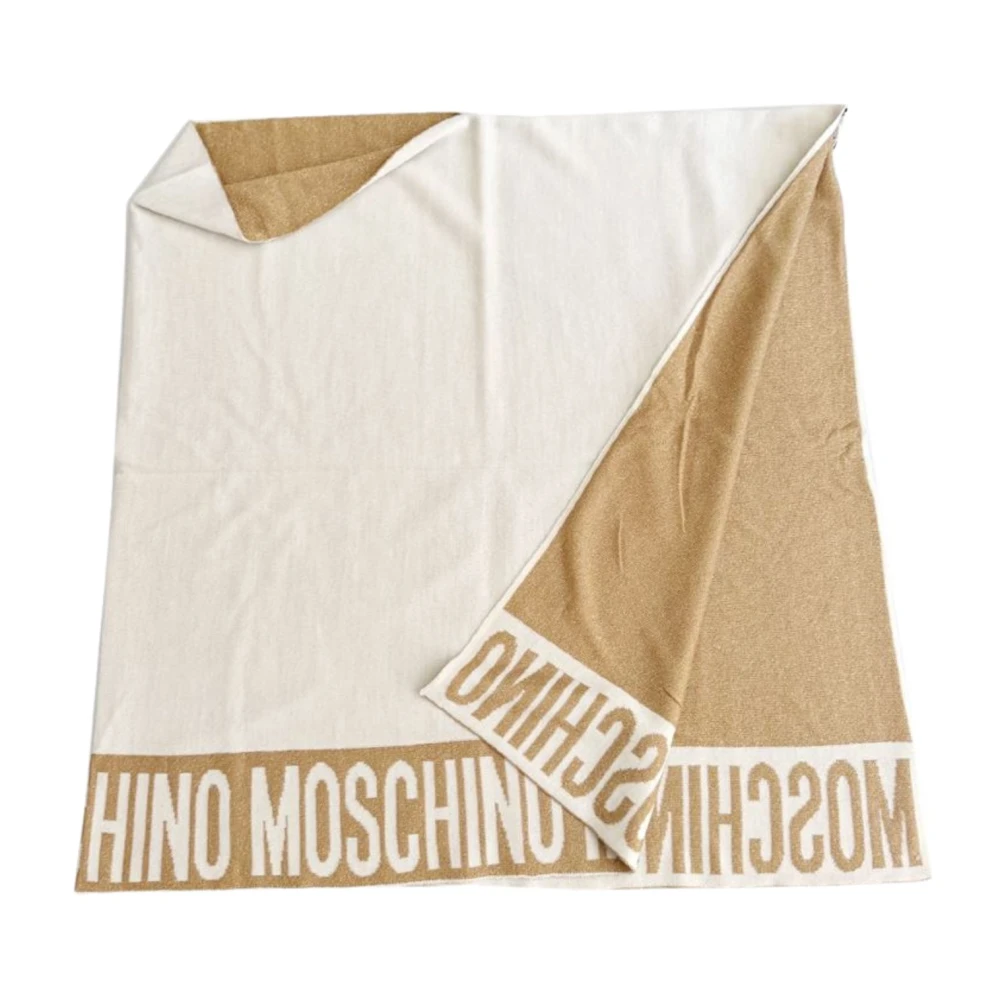 Moschino Omkeerbare Glitter Poncho Jas Beige Dames