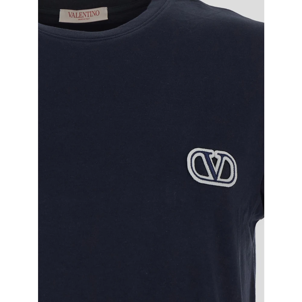 Valentino Katoenen Logo T-shirt Blue Heren