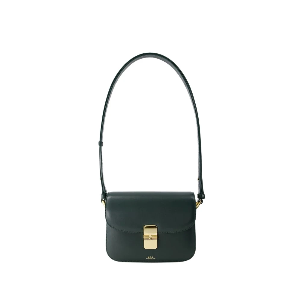 A.P.C. Shoppers Grace Small Shoulder Bag Leather Green in groen