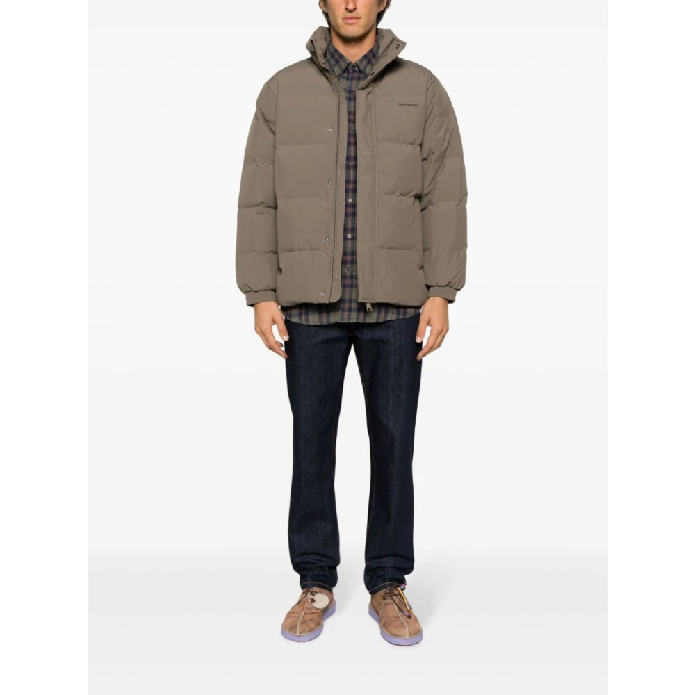 Carhartt WIP Gewatteerde jassen met logo print Green Heren