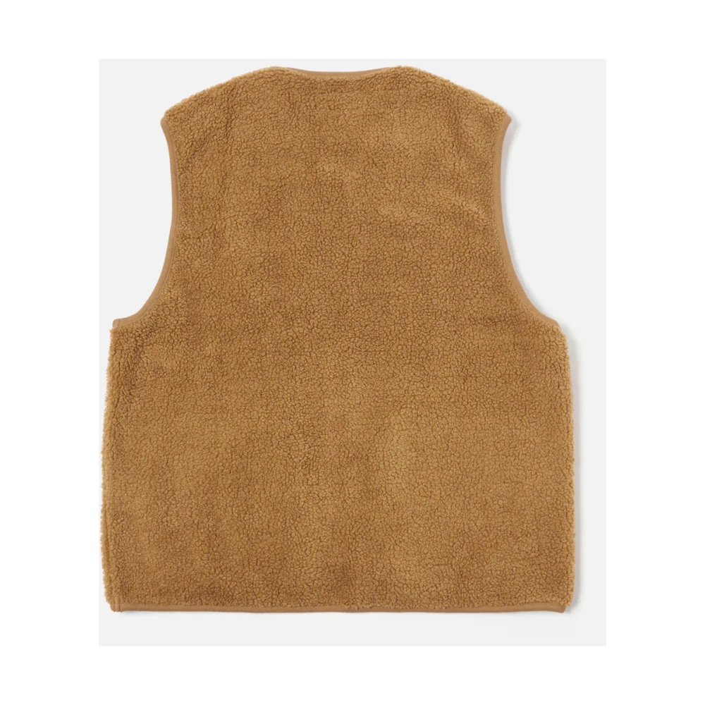 Universal Works Stone Mountain Fleece Gilet met Shawl Kraag Brown Heren